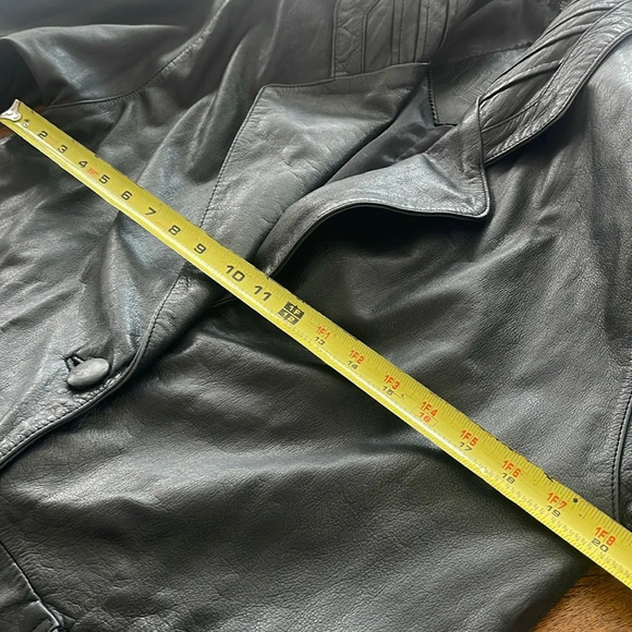 VTG Jacqueline Ferrar Maxi trench Coat long black Leather 90's lined Small - Picture 15 of 17